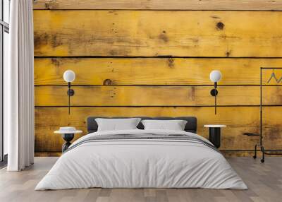 Aged planks in yellow, rough wood backdrop Wall mural