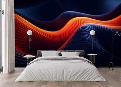 Delve into the depth of an abstract 3D background featuring wavy lines. Wall mural