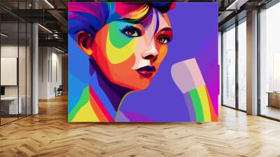 Lgbt girl anti human rights discrimination, look, Wall mural