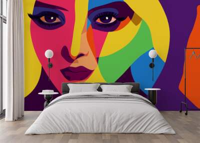 Lgbt girl anti human rights discrimination, stern look, Wall mural