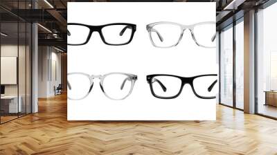 Set of glasses, different glasses, modern eyewear design, 3d vector illustration isolated Wall mural