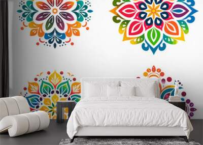 Rangoli (Colorful Rangoli Design). simple minimalist isolated in white background vector illustration Wall mural