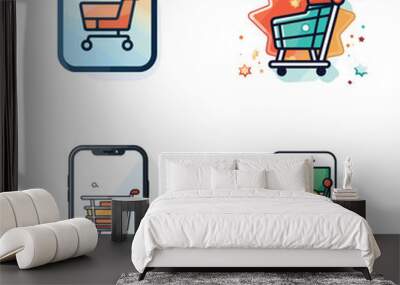 very simple isolated line styled vector illustration of E-commerce App Icon isolated in white background Wall mural