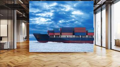 Cargo ship travel on the ocean Wall mural