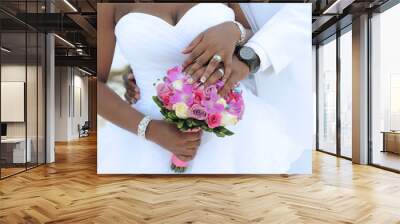 black couple, hands and flowers Wall mural