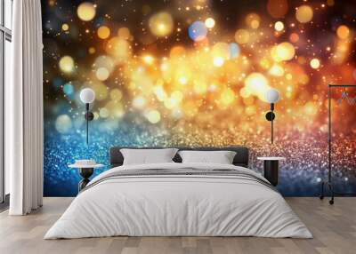 Happy New Year. Gold bokeh on a new-year background Wall mural