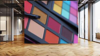 Colorful Cosmetic Pigment Palettes and Various Cosmetics Wall mural