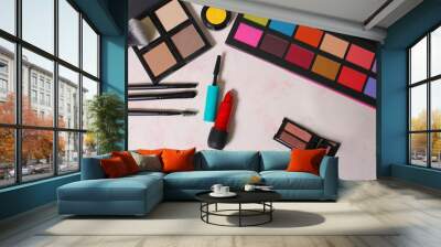 Cosmetics Collection on Textured Paper Background Wall mural