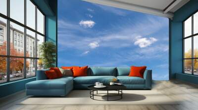 Blue sky with a few clouds background. Wall mural