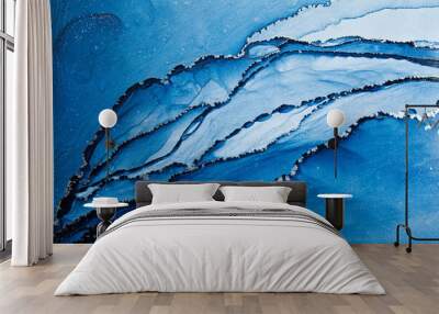 abstract blue art background. alcohol ink art Wall mural