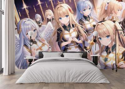 an army of angels is gathering and awaiting the Almighty'S command to strike the sinful Earth Wall mural