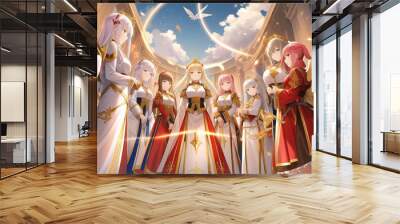 an army of angels is gathering and awaiting the Almighty'S command to strike the sinful Earth Wall mural