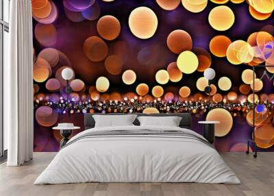 bright bokeh background sparkles on dark background Wall mural