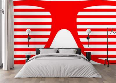 High quality fun party red glasses icon isolated. Spring break celebration concept Wall mural