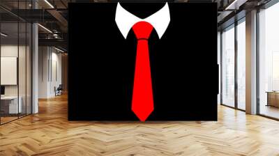 Vector flat style illustration of a simple iconic representation of a business man bust with white collar and red tie Wall mural