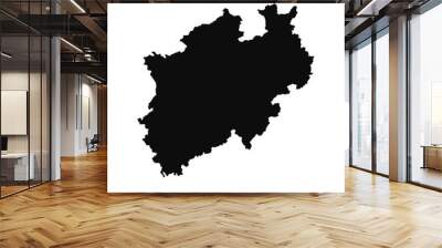 Vector high quality map of the German federal state of North Rhine-Westphalia - Black silhouette map isolated on white Wall mural