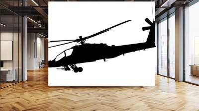 Vector illustration of apache helicopter silhouette isolated on white background - high quality illustration.  Wall mural