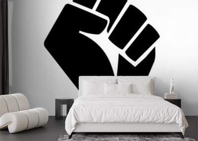 Vector illustration of the iconic protester raised fist isolated on white background - graphic style silhouette Wall mural