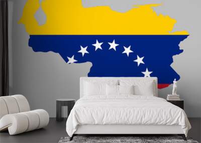 Venezuela flag inside the Venezuelan map borders vector illustration Wall mural