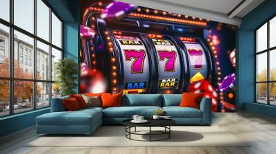 Electric Casino Vibes Neon Glow, Spinning Reels, and the Jackpot
 Wall mural