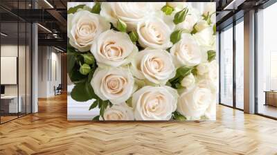 Elegant bridal flower bouquet with delicate white roses, Elegant Bridal, Sophistication and grace Wall mural