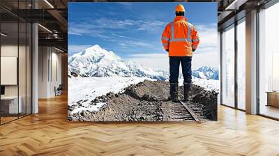 Mining engineer at a high-altitude mine Wall mural