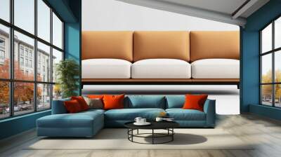 Modern orange sofa with white cushions, perfect for contemporary living room decor and stylish interior design. Wall mural