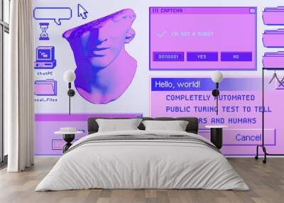 Abstract technology background with old retro user interface elements. Wall mural