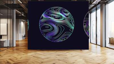 Holographic circle with glitchy and distorted line pattern. Modern trendy logotype template. Wall mural