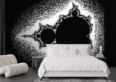 Mandelbrot set, complex fractal shape in pixel art 1-bit style. Wall mural