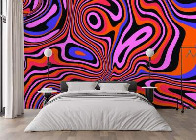 Op-art trippy acidic background with distorted texture in neon colors. Concept of hallucinations and visions. Wall mural