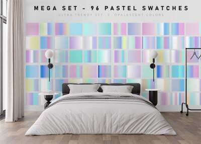 Set of trendy pastel swatches. Holographic gradient collection for web design and art. Wall mural