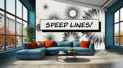 Set of vector elements for manga and comic book design. Hand-drawn lines, streaks to convey the impression of speed. Wall mural