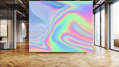 Trendy texture with polarization effect and colorful neon holographic stains. Abstract background in psychedelic Vaporwave style like in old retro tie-dye design of 70s. Wall mural