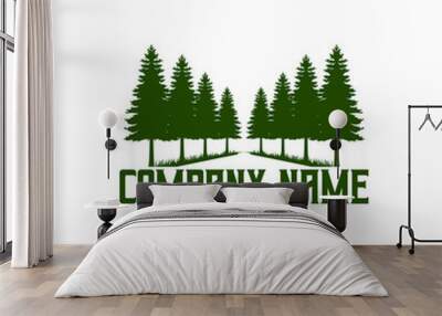 pine tree vintage logo design Wall mural