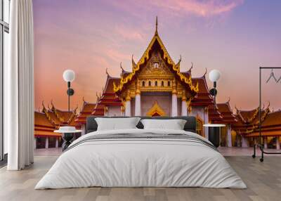 The famous marble temple Benchamabophit from Bangkok, Thailand Wall mural