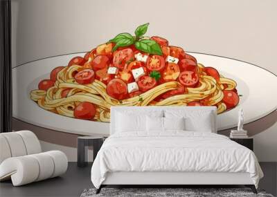 cuisine spaghetti italian food photograph illustration delicious traditional, cooking meal, dish tomato cuisine spaghetti italian food photograph. Wall mural