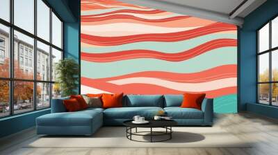 horizontal colorful abstract wave background with peru, firebrick and light sea green colors can be used as texture, background or wallpaper abstract Illustrations. Wall mural