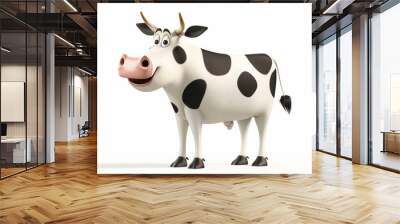 3d cartoon cow character isolated on white background. cartoons. Illustrations Wall mural