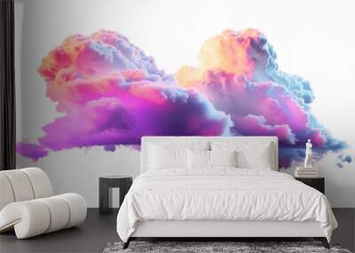 3d render, abstract fantasy background of colorful sky with neon clouds isolated on a white background. generative ai. Weather phenomena isolated on white. Photo realistic photo. Wall mural