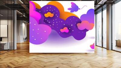 Abstract colorful 3d art background. Pastel geometric shape form floating on white isolated background. memphis style. 3d. Illustrations Wall mural