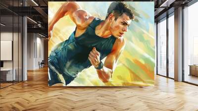 Attractive sports guy for a healthy lifestyle. sports. Illustrations Wall mural