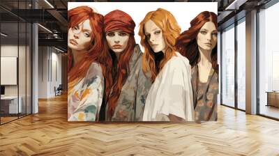 Fashion models graphic novel whi vector illustration Wall mural