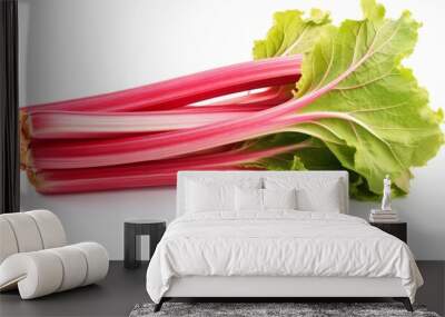 Fresh rhubarb isolated on white background isolated on white background, - Created using AI Generative Technology Wall mural