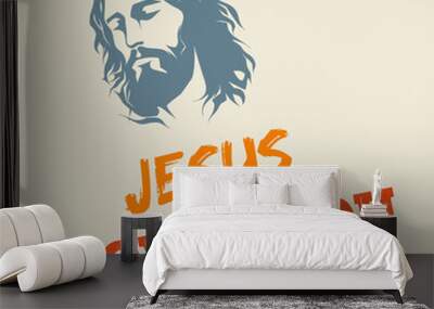 Jesus Loves You T Shirt or Sticker Design Wall mural