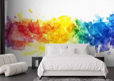 Lgbt pride colors, abstract concept for diversity inclusion and pride month celebrations, watercolor isolated on white background. Musical genres isolated on white. Photo realistic photo. Wall mural