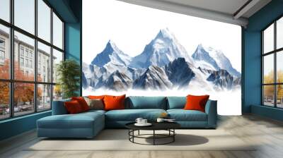 Mountain Range. Isolated on a white background png like Wall mural