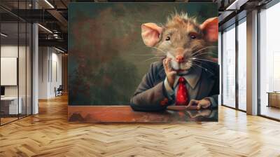 rat banker bad politician caricature, greed anger business concept. cartoons. Illustrations Wall mural