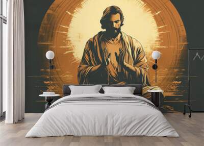 Religion Christianity the power of prayer and. Created using Generative AI Technology Wall mural