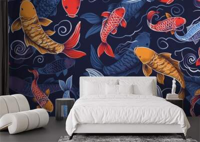 Seamless pattern of ornamental fish. fish. Illustrations Wall mural